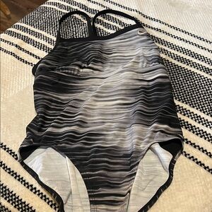 Nike Black and Gray Women's One Piece Swimsuit